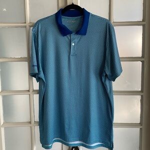 Bonobos Mens Performance Golf Polo Size Large Slim Fit Green Blue Graphic Print